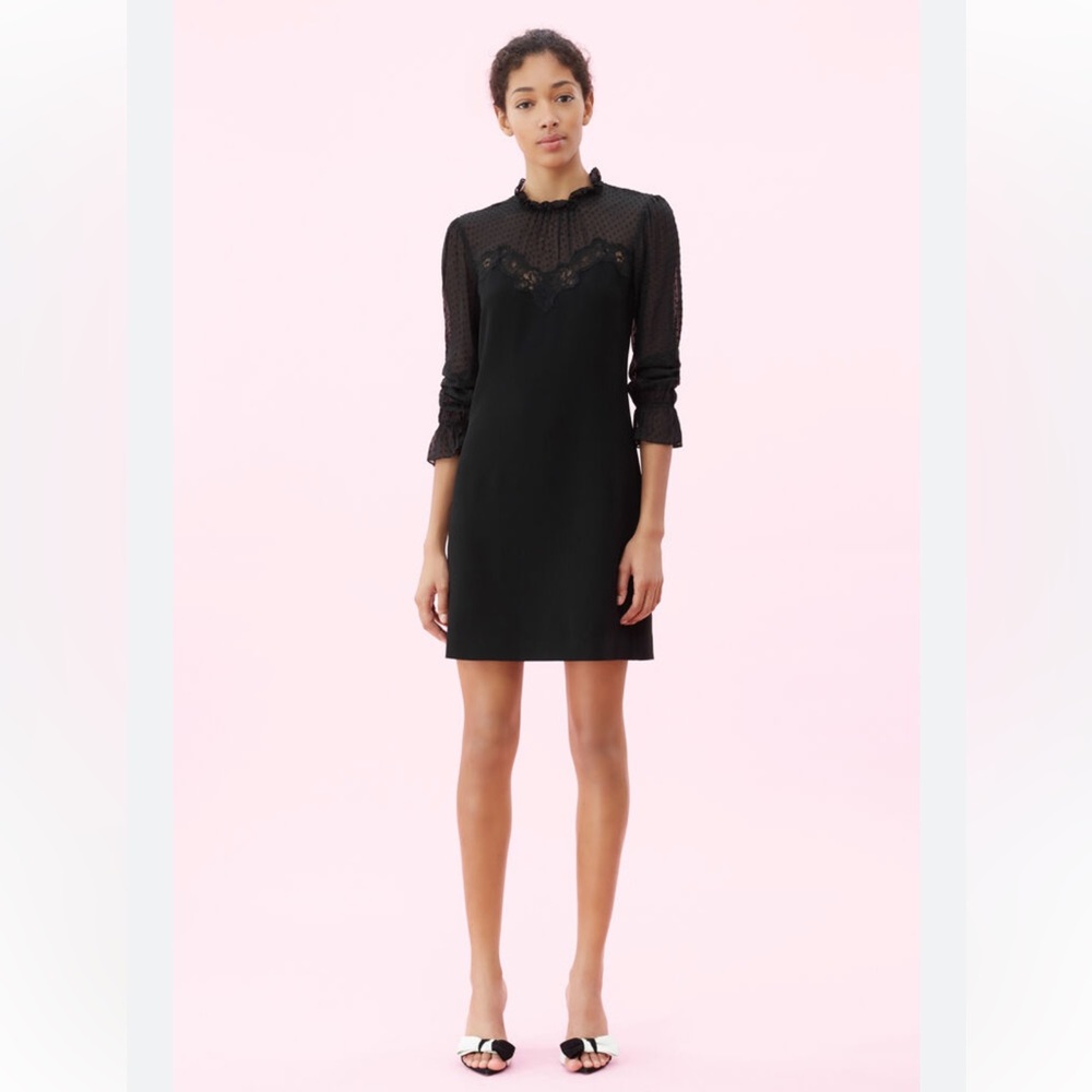 NEW Rebecca Taylor Romantic Longsleeve Crepe & Lace Dress Size 0 NWT $495